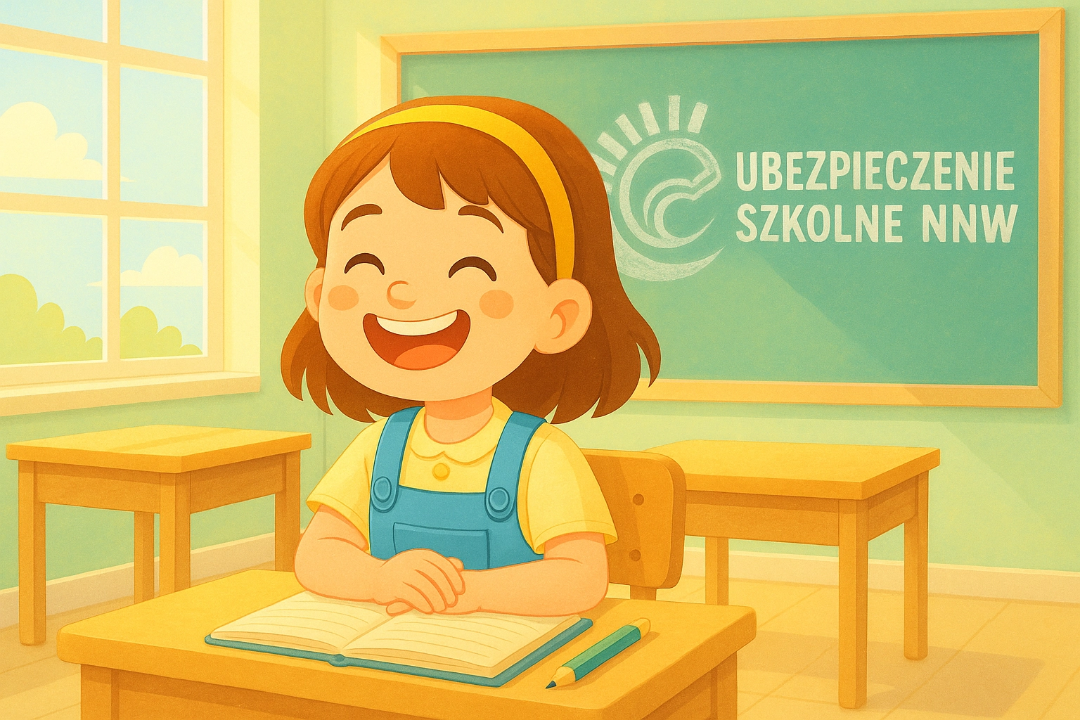 Ubezpieczenie NNW Szkolne Carelius - uśmiechnięte dziecko w szkole